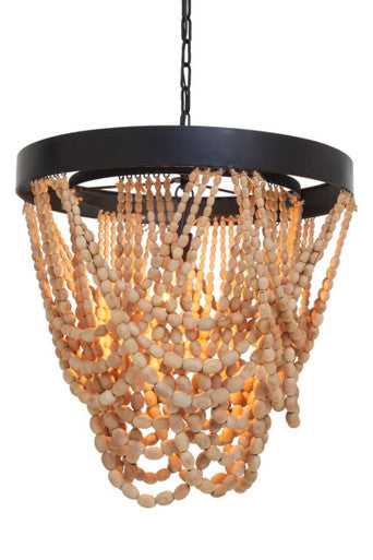 Lapiz Wood Bead Chandelier - Image 5