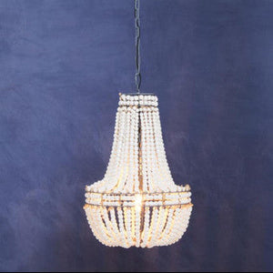 Lapiz Antique White Wooden Beads Chandelier