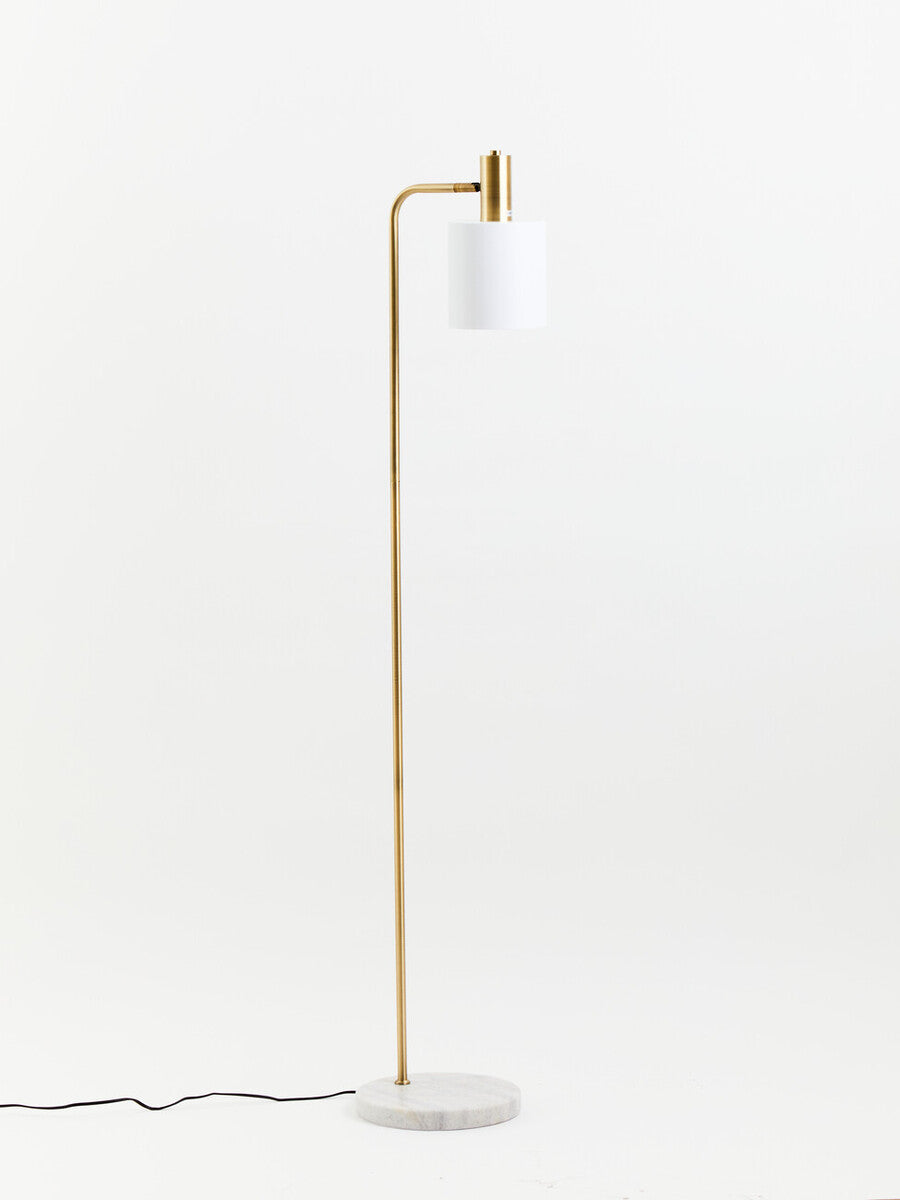 Newton White Marble and Gold Floor Lamp - Image 3