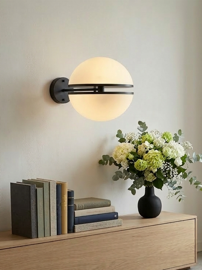 Abira Matt Black Ball Wall Light
