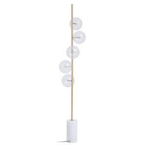 Abira White Marble 5 Bulb Floor Lamp with Brushed Brass Finish