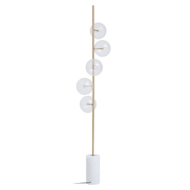 Abira Five Bulb White Marble Base Floor Lamp