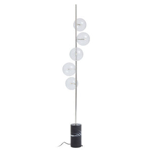 Abira Black Marble 5 Bulb Floor Lamp with Nickel Finish