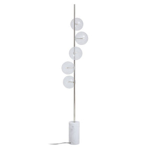 White Marble and Nickel Finish 5 Bulb Floor Lamp | Abira