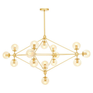 Abira Gold Finish and Glass 15 Bulb Statement Pendant Light