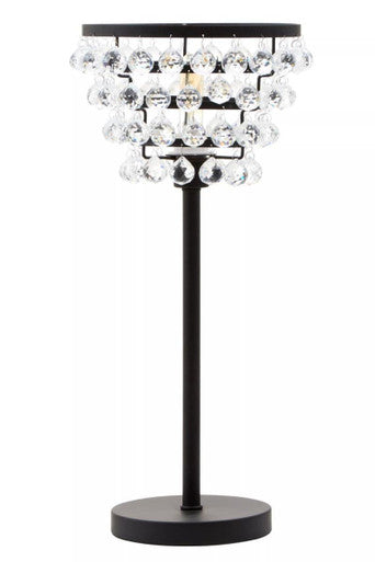 Hutchinson Clear Crystal Table Lamp with Black Metal