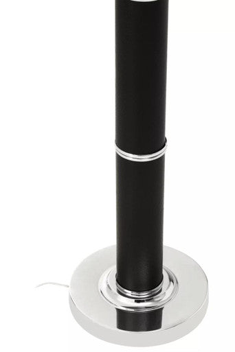 Hanah Black Snake Leather Effect Floor Lamp with Chrome Base and Black Shade - Image 4