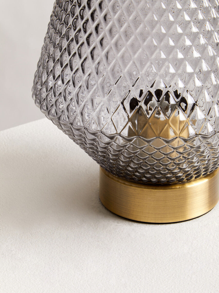 Noble Grey Smoked Glass Table Lamp - Image 6