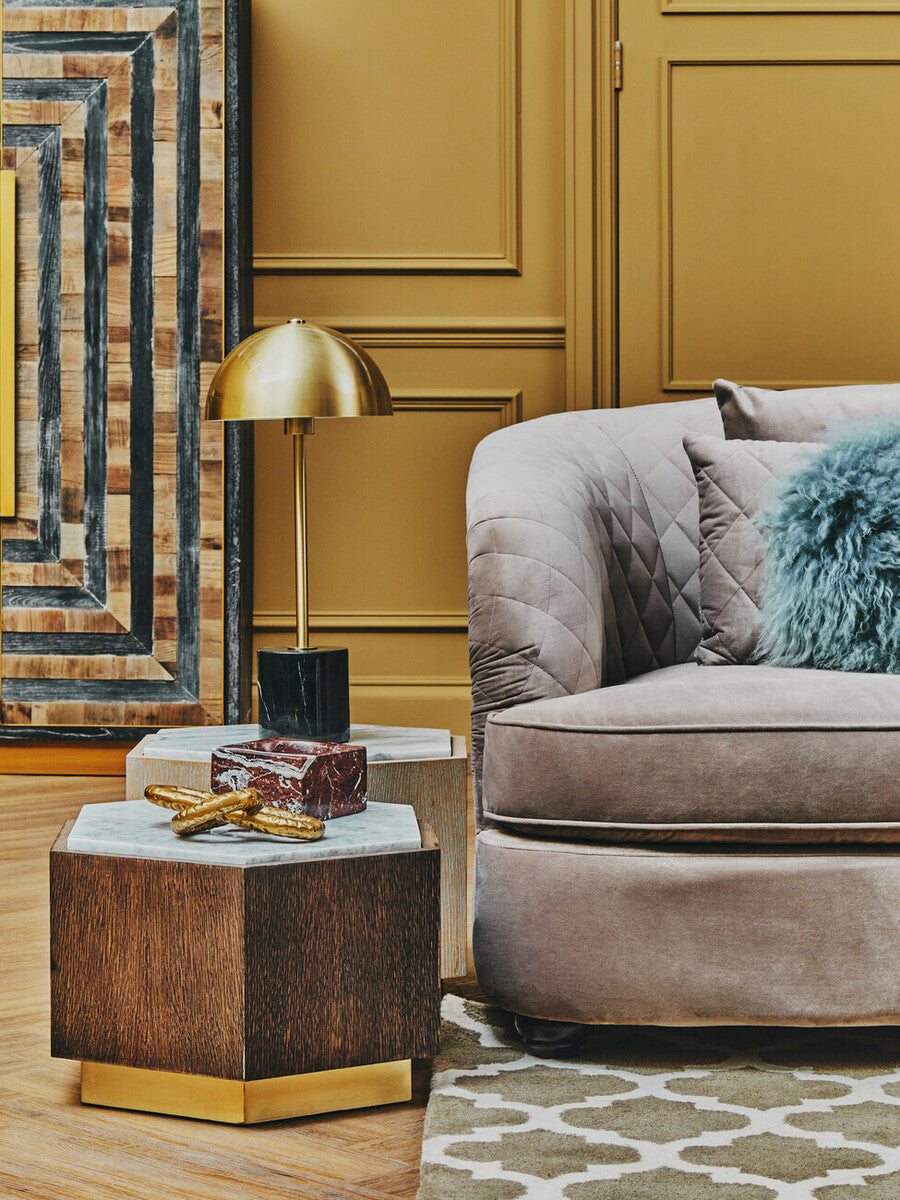 Murdoch Brushed Brass Table Lamp with Black Marble Base - Image 5