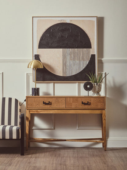 Brushed Brass Table Lamp with Black Marble Base | Murdoch
