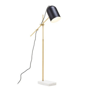 Equipoise Black and Brass Finish Floor Lamp with Marble Base