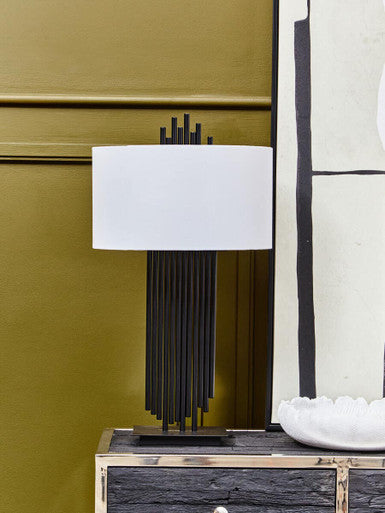 Impero Table Lamp With White Linen Shade