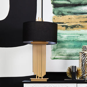 Gold Table Lamp with Black Linen Shade | Impero