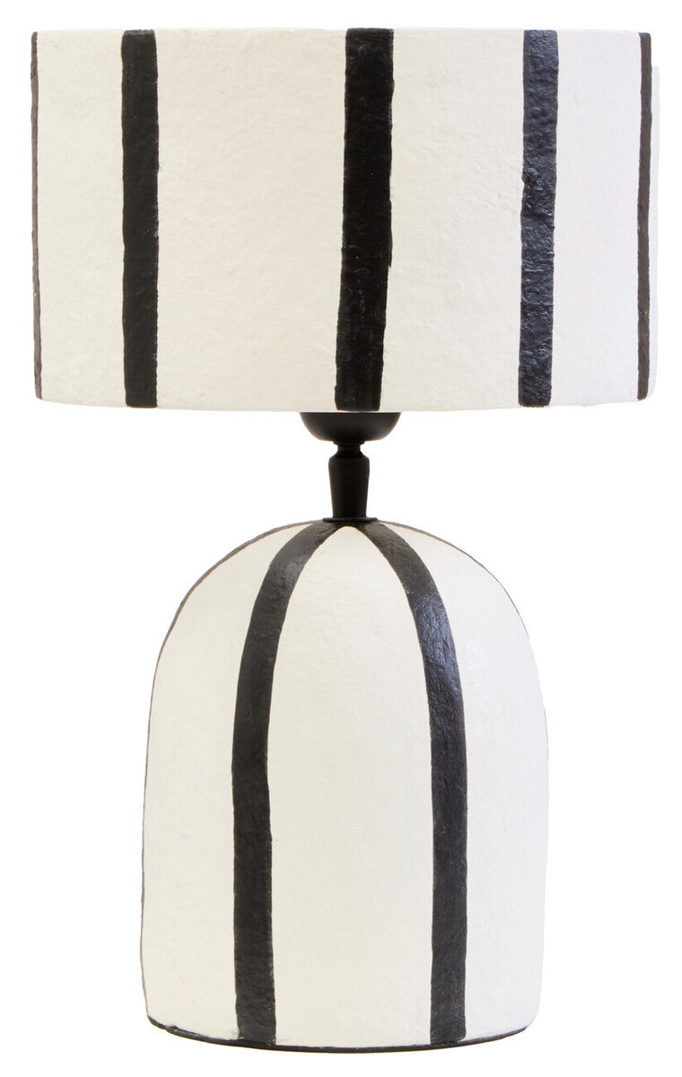 Carta Black and White Stripe Papier Mache Table Lamp - Image 7