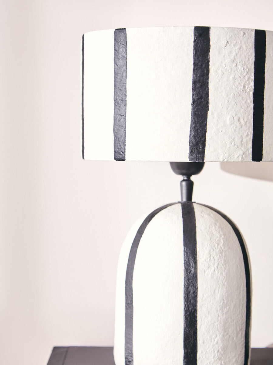Carta Black and White Stripe Papier Mache Table Lamp - Image 8