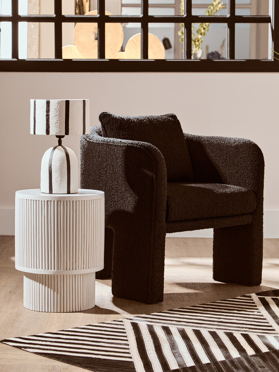 Carta Black and White Stripe Papier Mache Table Lamp - Image 4