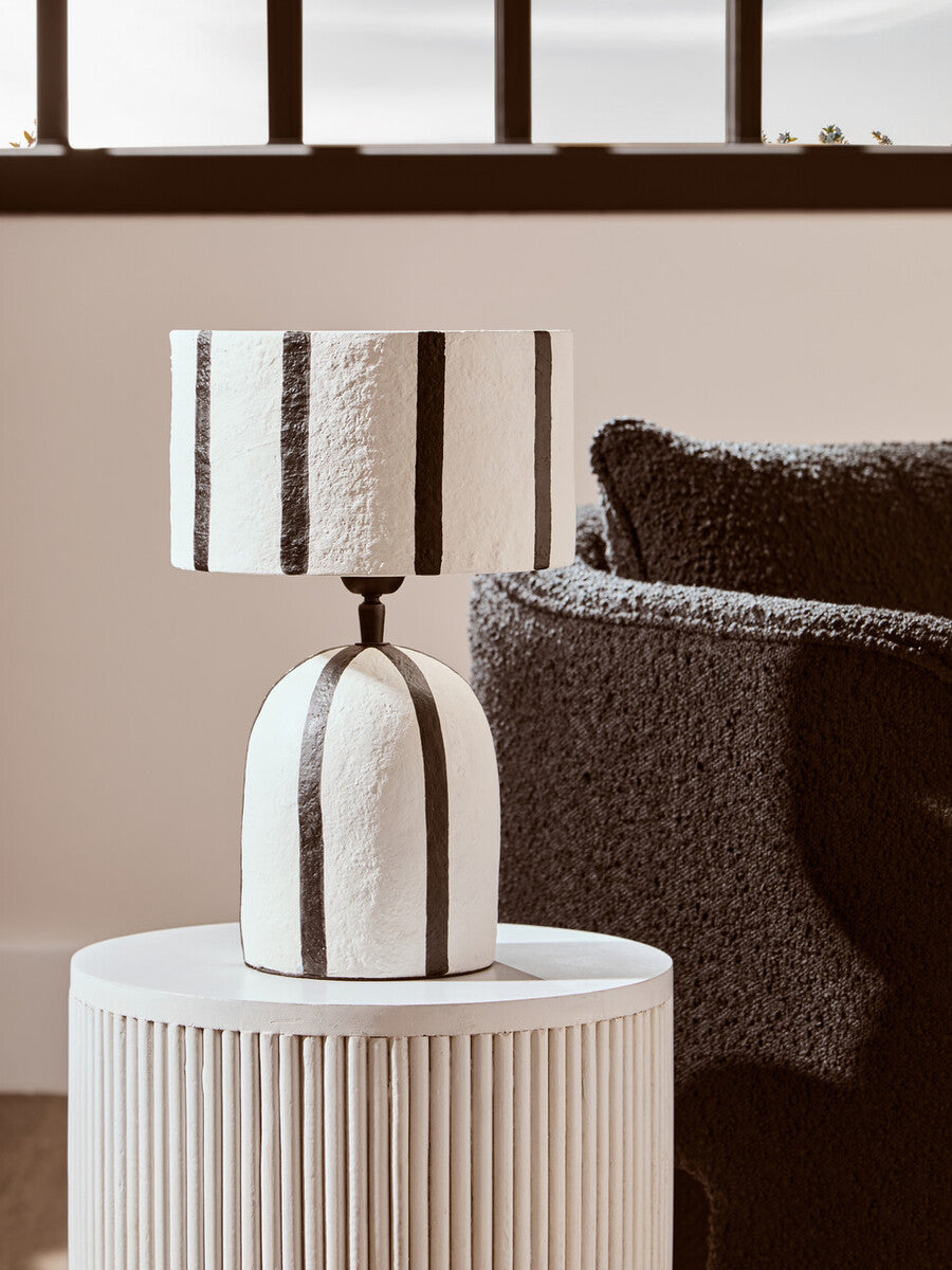 Carta Black and White Stripe Papier Mache Table Lamp - Image 11