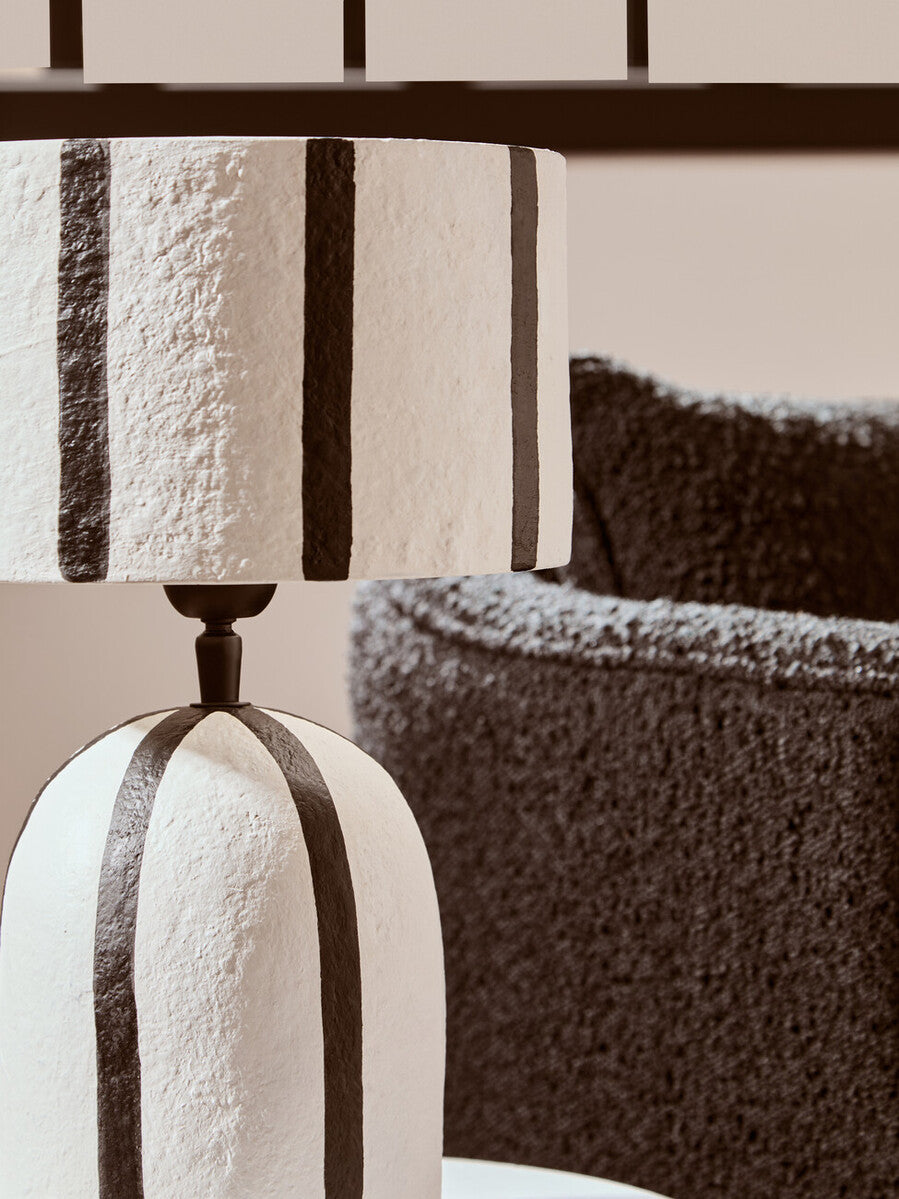 Carta Black and White Stripe Papier Mache Table Lamp - Image 10