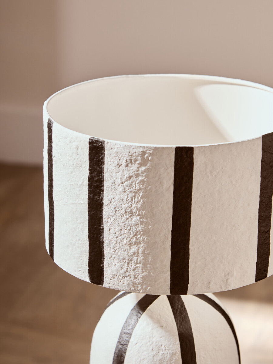 Carta Black and White Stripe Papier Mache Table Lamp - Image 12