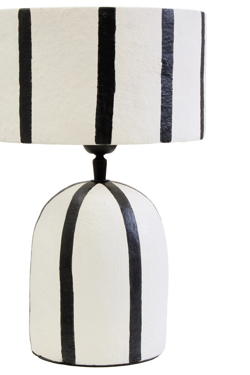Carta Black and White Stripe Papier Mache Table Lamp - Image 3