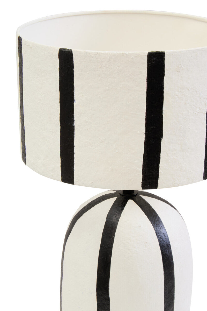 Carta Black and White Stripe Papier Mache Table Lamp - Image 5