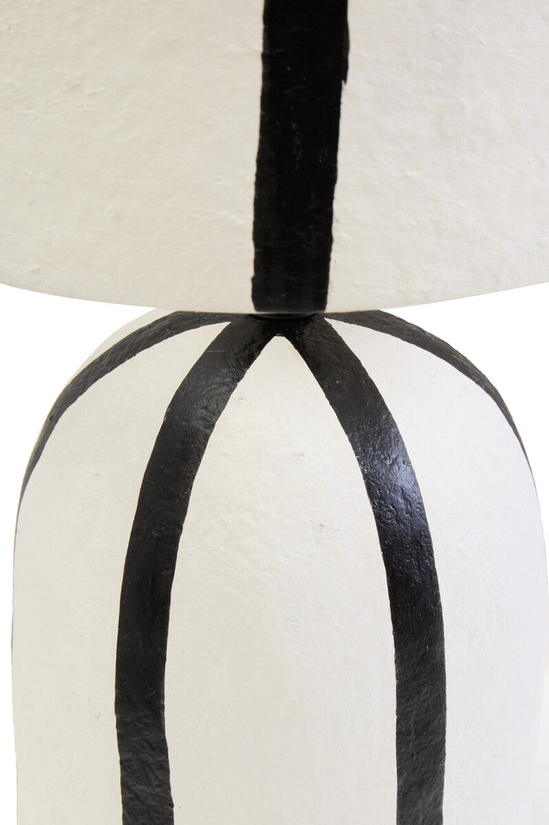 Carta Black and White Stripe Papier Mache Table Lamp - Image 6