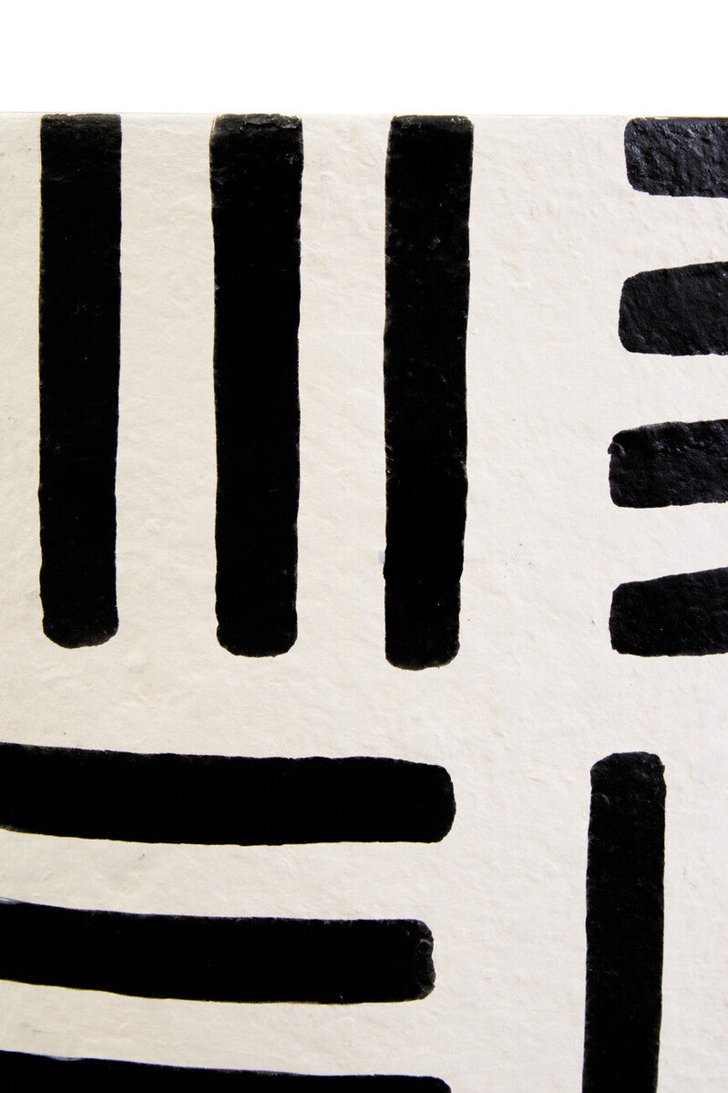 Carta Black And White Papier Mache Table Lamp with Geometric Lines - Image 14