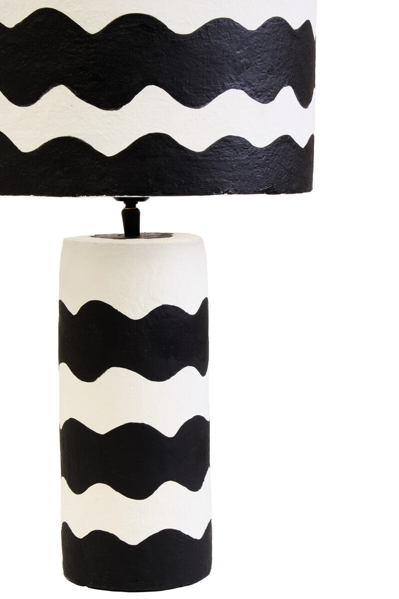 Carta Black And White Curved Stripe Papier Mache Table Lamp - Image 11