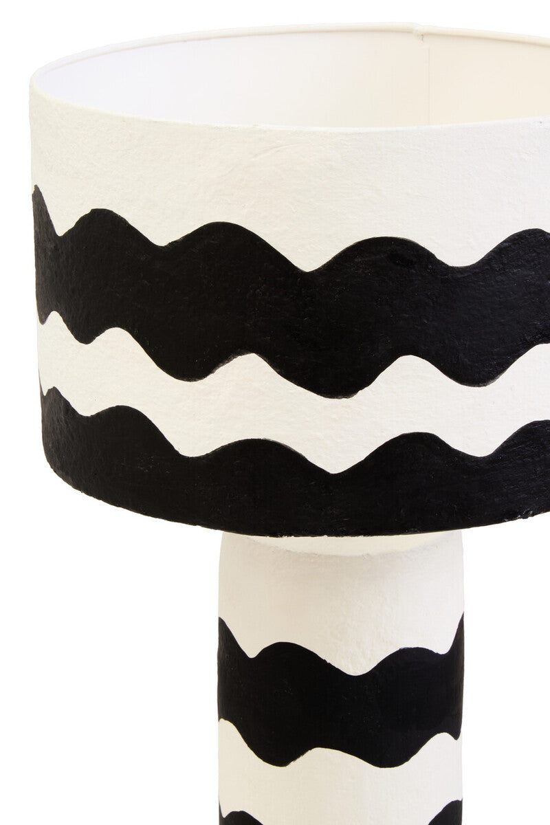 Carta Black And White Curved Stripe Papier Mache Table Lamp - Image 12