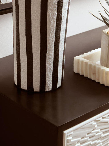 Carta Black and White Stripe Papier Mache Table Lamp with Dome Shade - Image 6