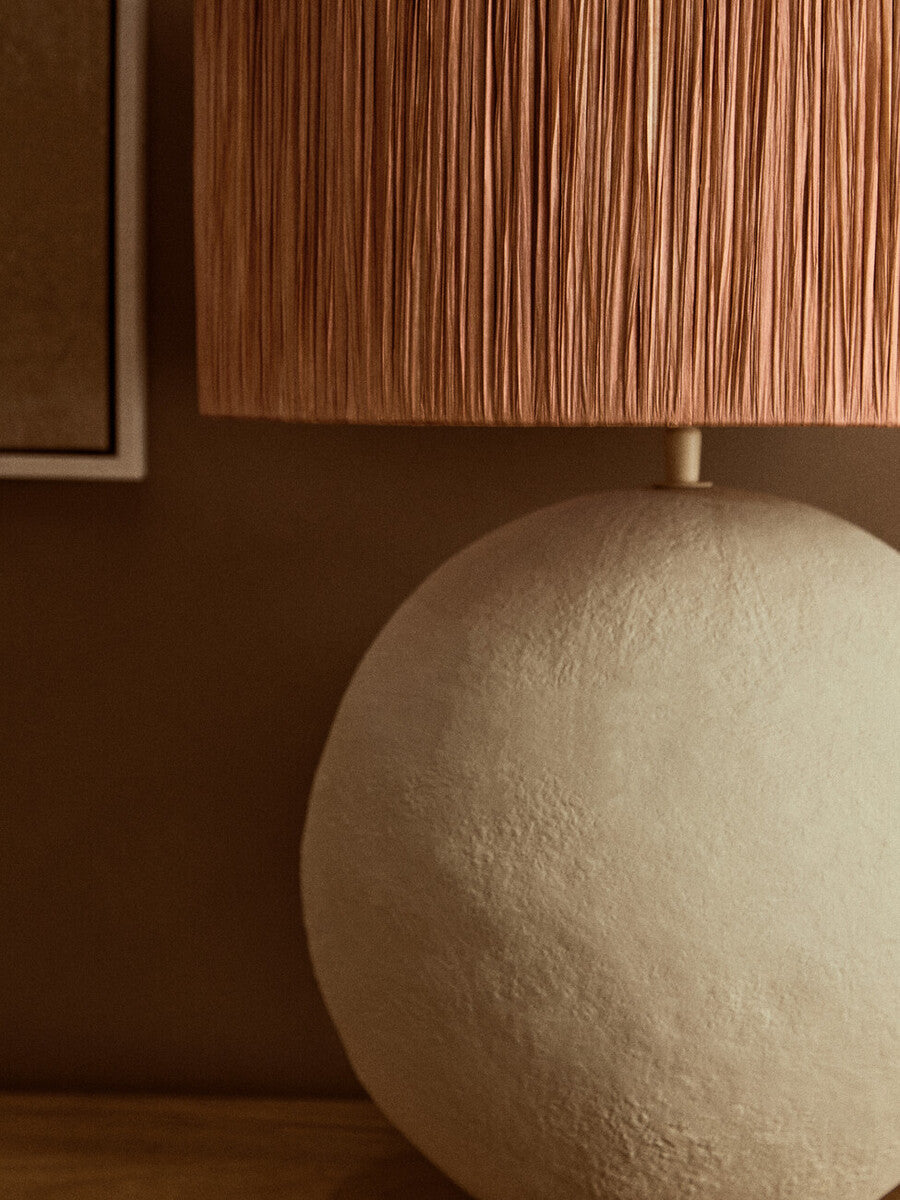 Carta Natural Papier Mache Table Lamp With Rust Raffia Shade - Image 6