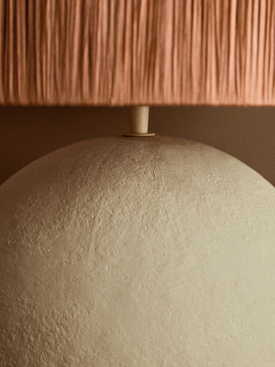 Carta Natural Papier Mache Table Lamp With Rust Raffia Shade - Image 10