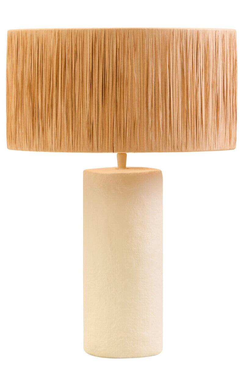 Carta Natural Papier Mache Table Lamp With Natural Raffia Shade - Image 5