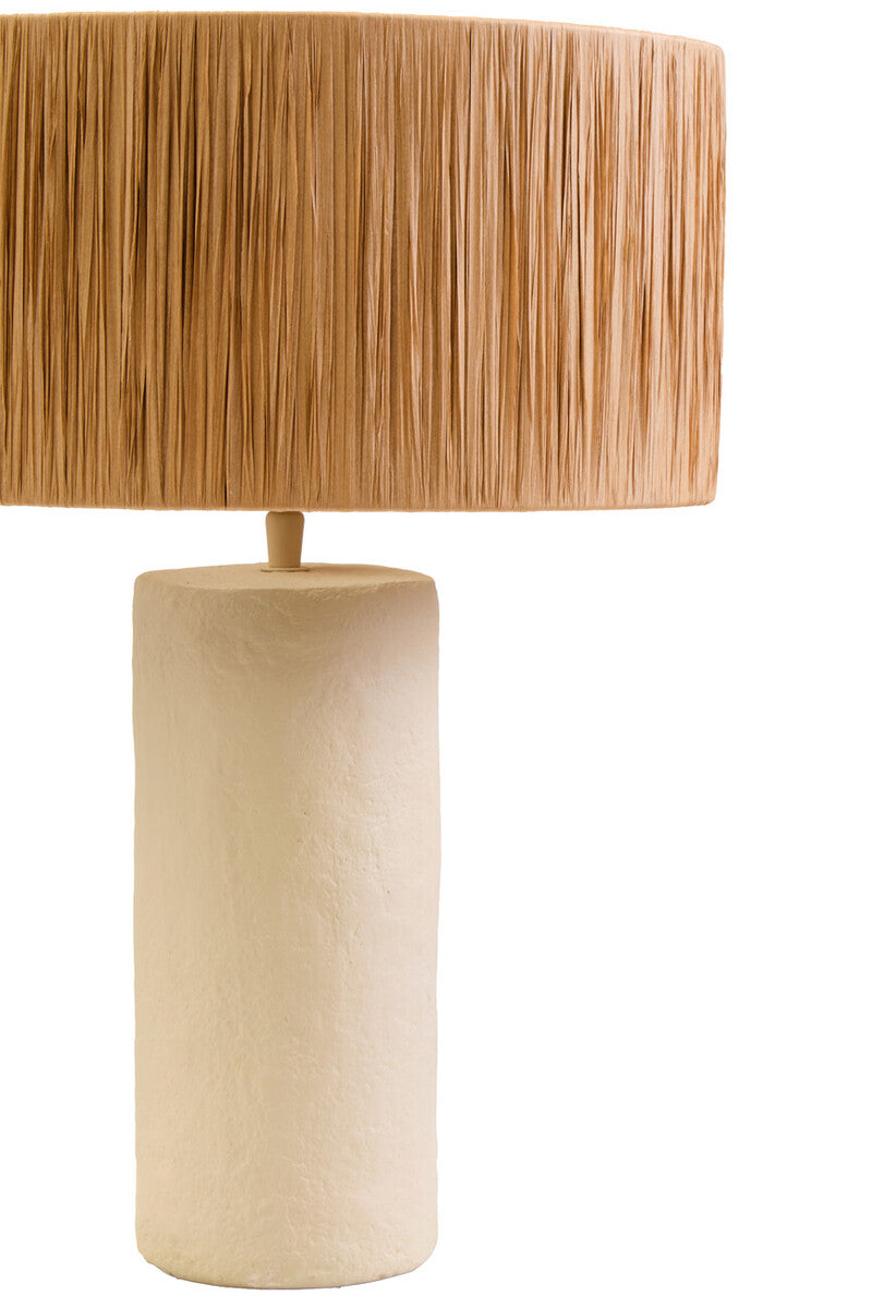 Carta Natural Papier Mache Table Lamp With Natural Raffia Shade - Image 13