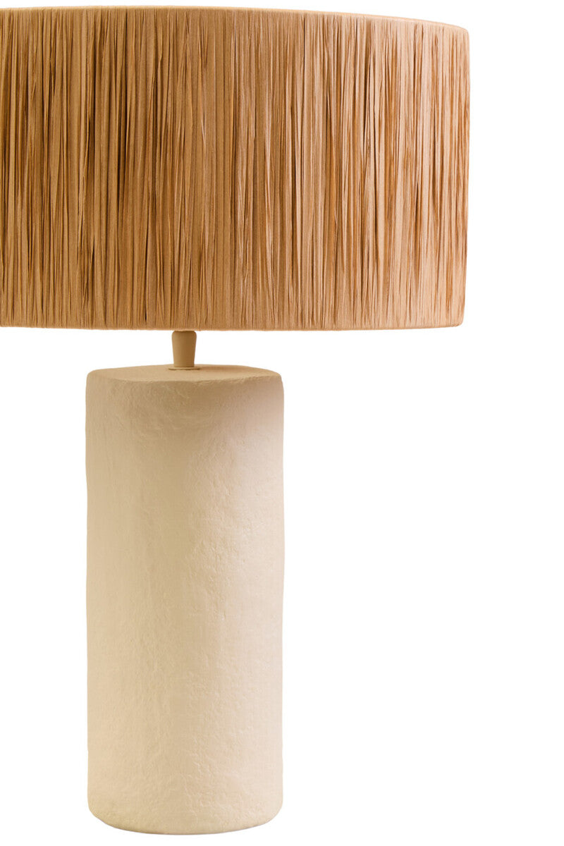 Carta Natural Papier Mache Table Lamp With Natural Raffia Shade - Image 18