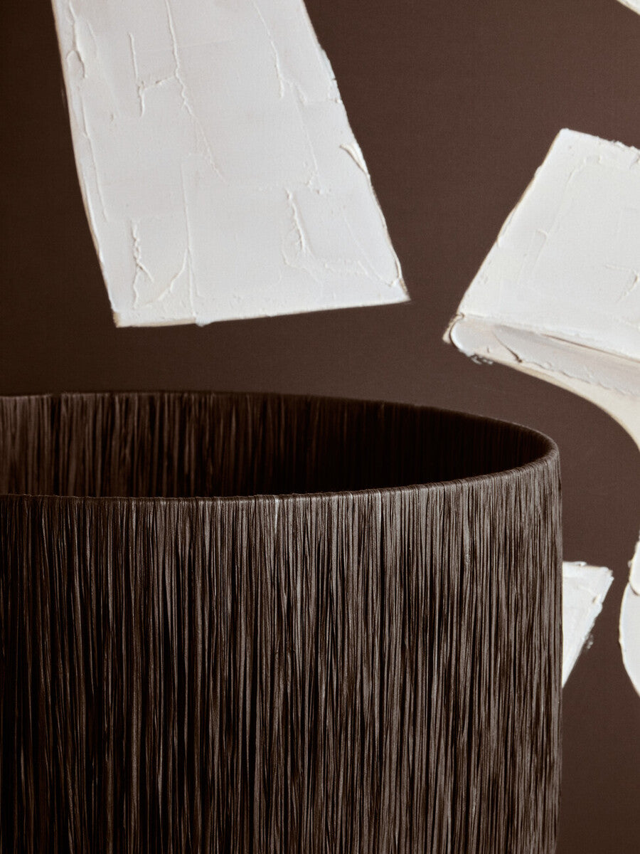 Carta White Papier Mache Table Lamp With Black Raffia Shade - Image 8