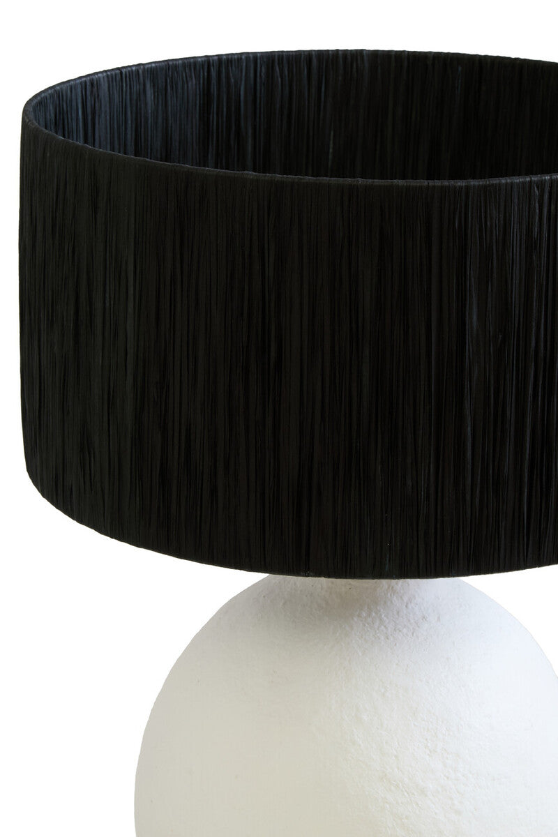 Carta White Papier Mache Table Lamp With Black Raffia Shade - Image 9