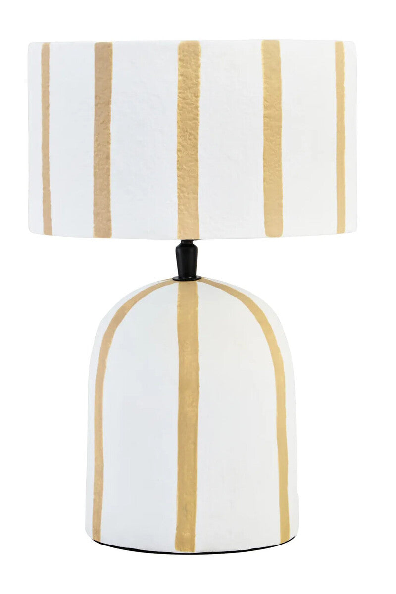 Carta Brown and White Stripe Papier Mache Table Lamp