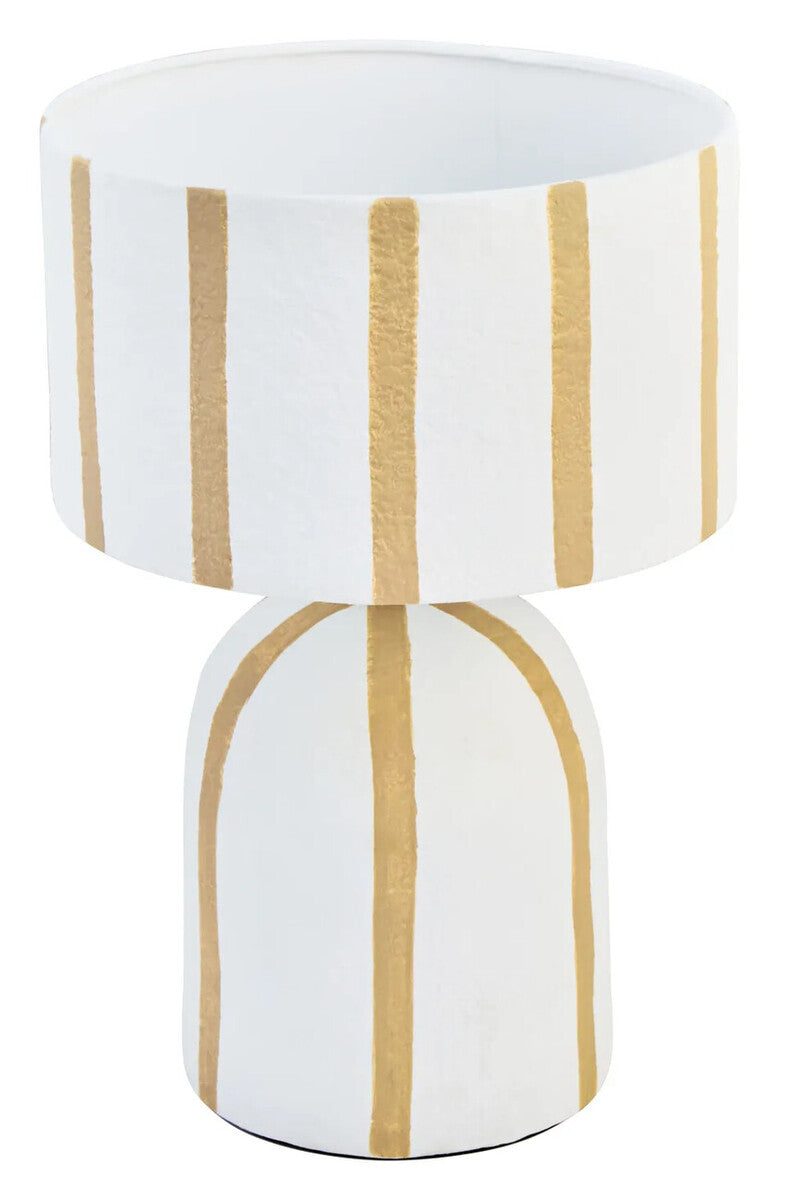 Carta Brown and White Stripe Papier Mache Table Lamp