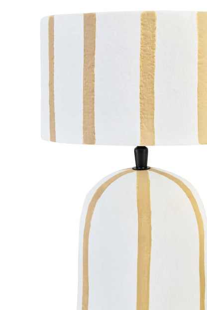 Carta Brown and White Stripe Papier Mache Table Lamp