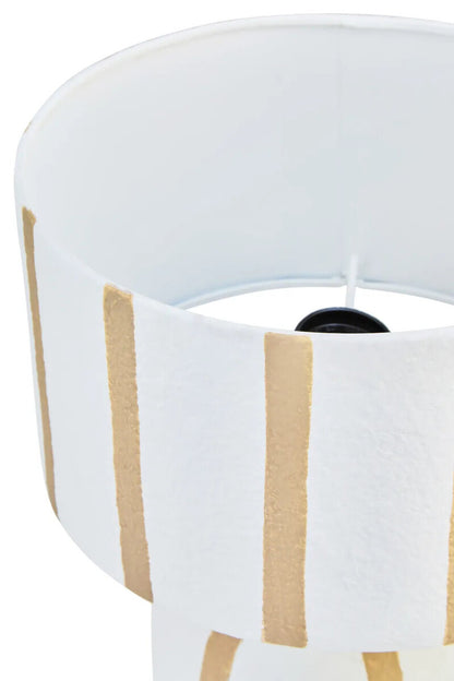 Carta Brown and White Stripe Papier Mache Table Lamp