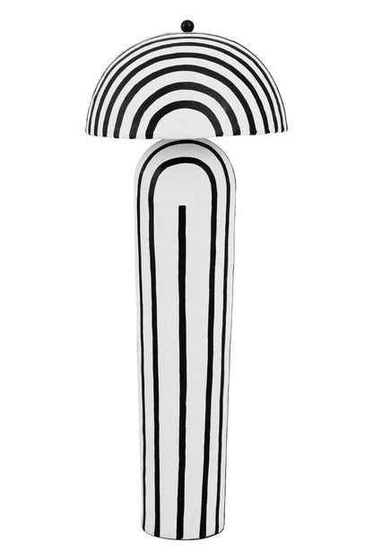 Carta Black and White Stripe Papier Mache Domed Floor Lamp