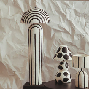 Carta Black and White Stripe Papier Mache Domed Floor Lamp