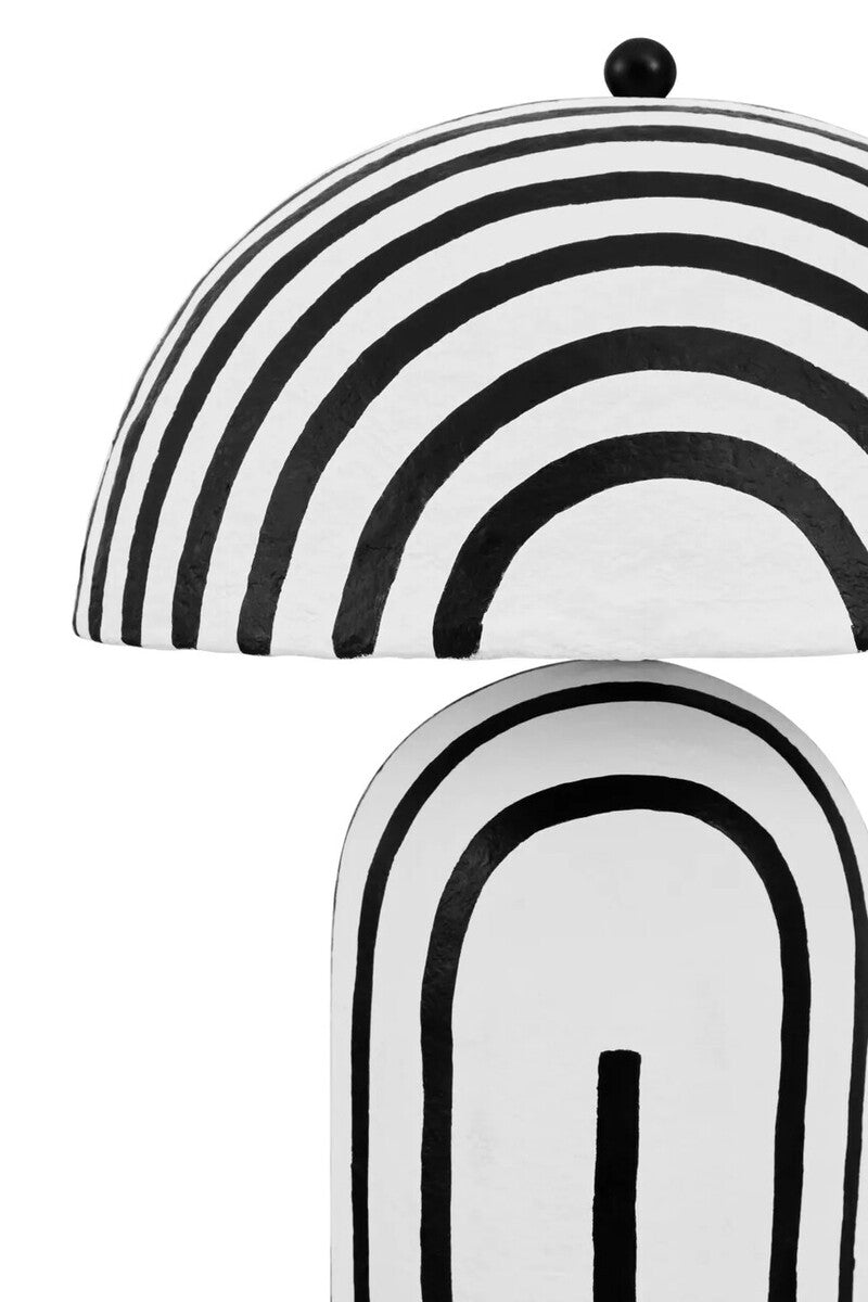 Carta Black and White Stripe Papier Mache Domed Floor Lamp
