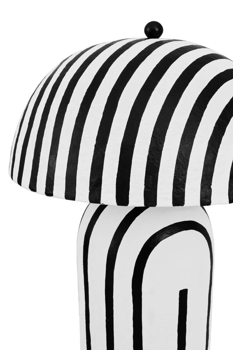 Carta Black and White Stripe Papier Mache Domed Floor Lamp
