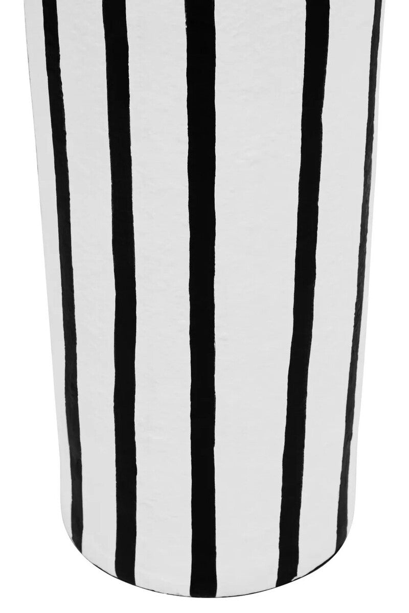 Carta Black and White Stripe Papier Mache Domed Floor Lamp