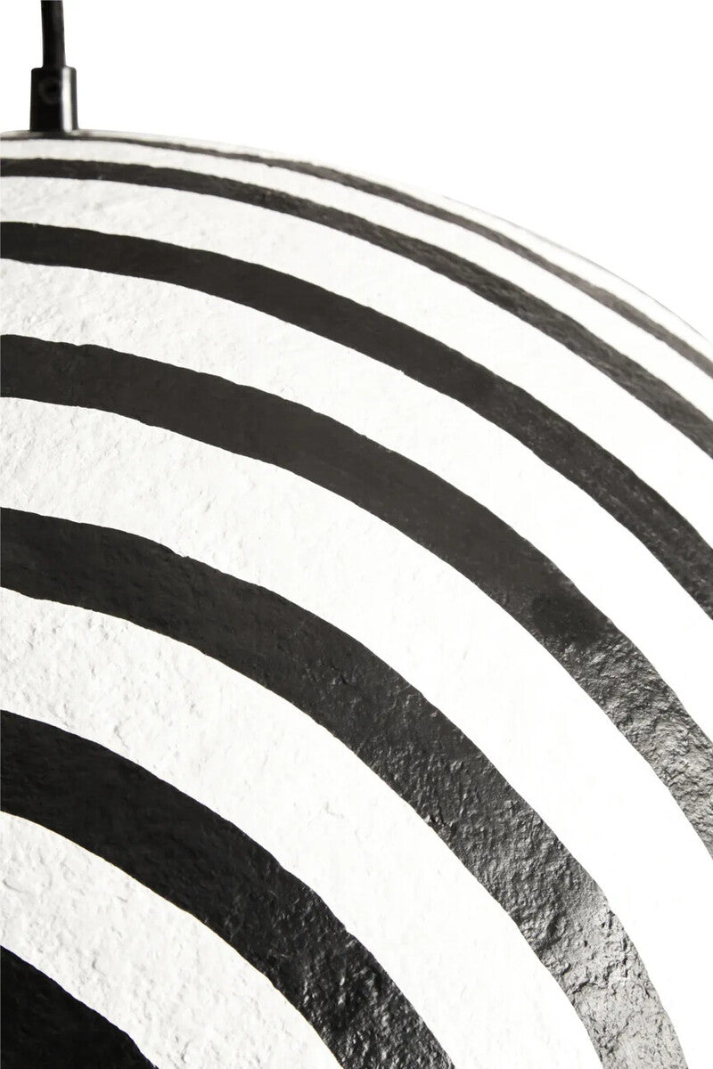 Carta Black and White Stripe Papier Mache Domed Pendant Light