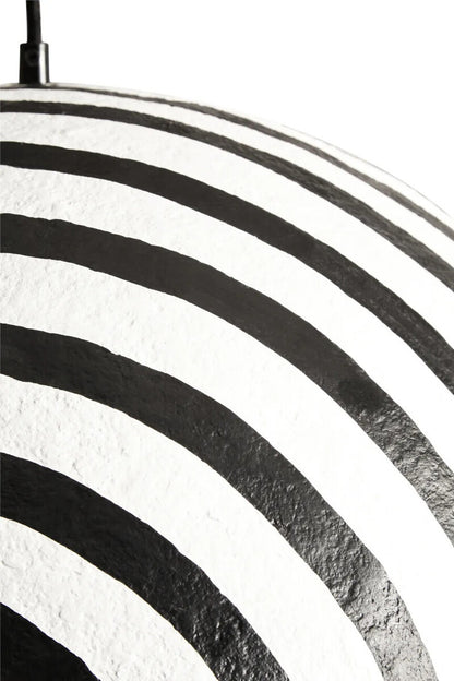 Carta Black and White Stripe Papier Mache Domed Pendant Light