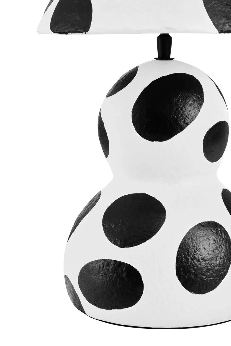 Carta Black and White Polka Dot Papier Mache Table Lamp