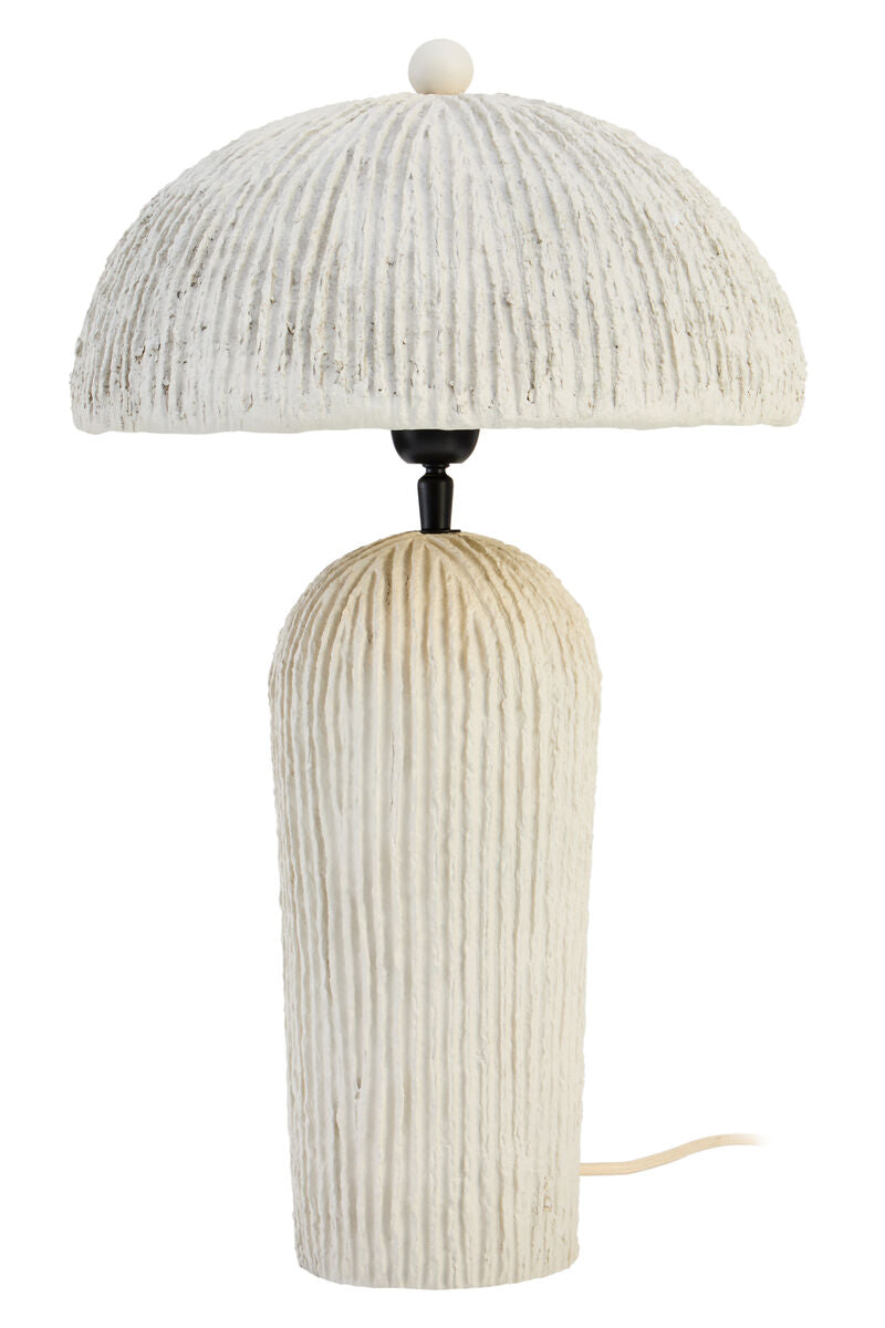 Oatmeal Etched Linear Design Papier Mache Domed Table Lamp | Carta